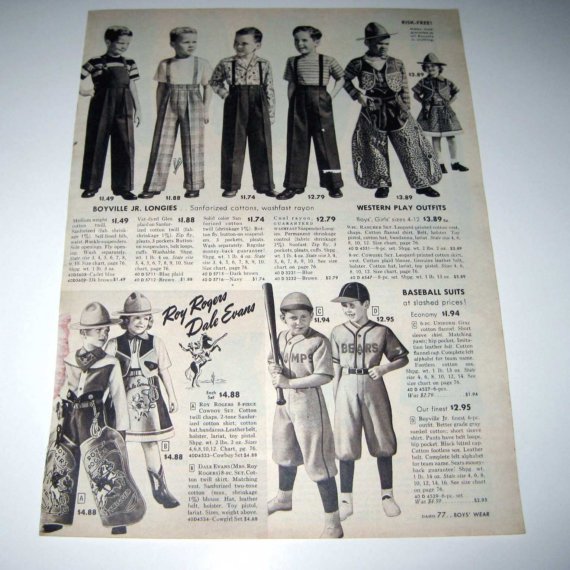 Vintage 1950s Sears Catalog Of Little Boys Clothes Baseball Suits
