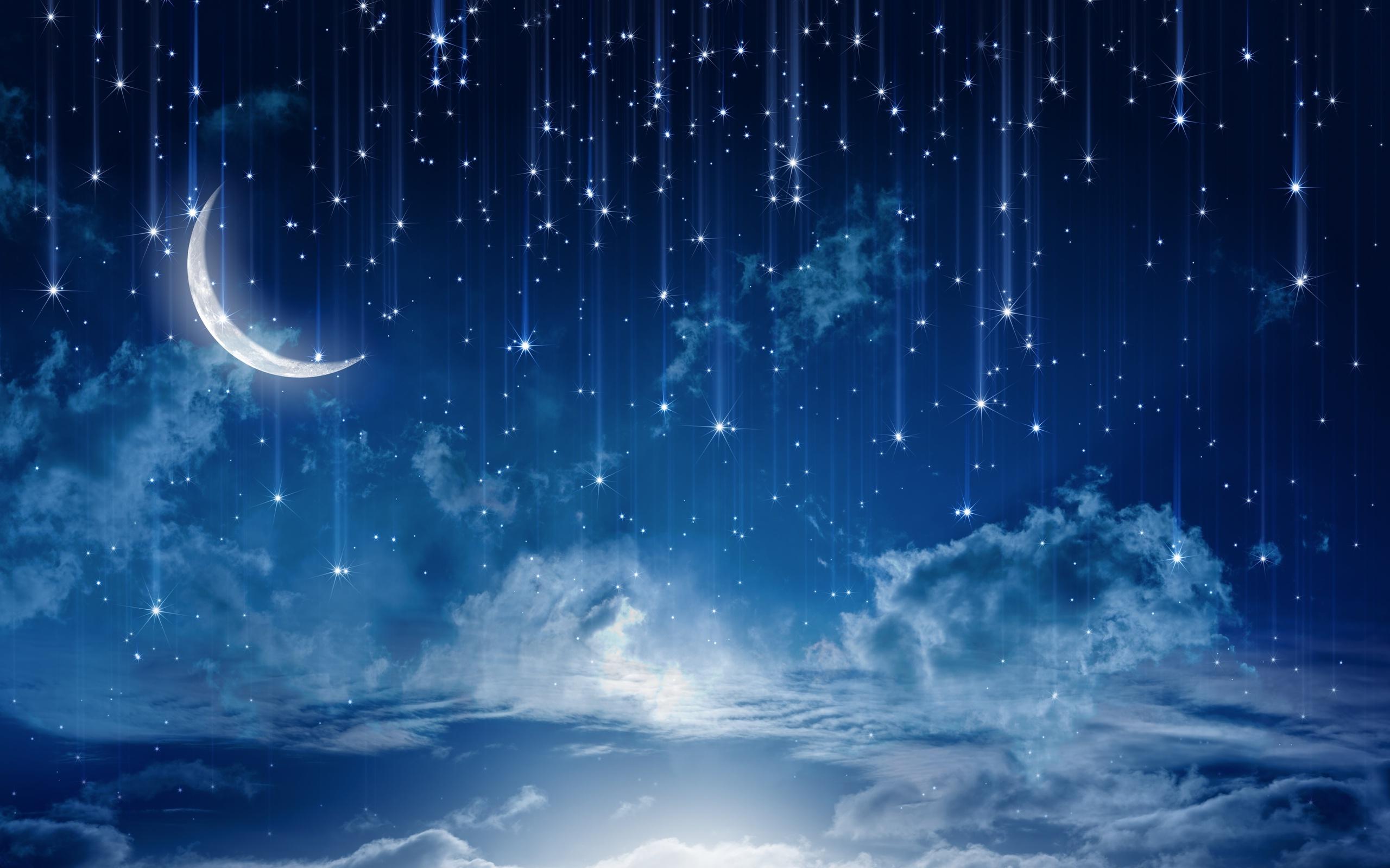 Stars Rain Fantasy Night Wallpaper HD Desktop And Mobile