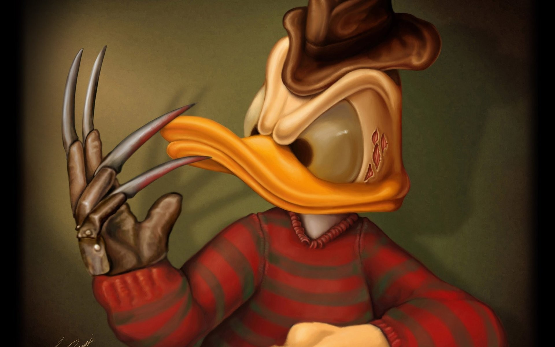 duck freddy krueger nightmare dark horror monster duck humor wallpaper