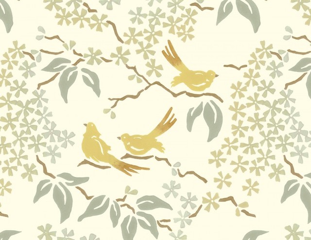 Birds Wallpaper Pale Yellow Contemporary By Galbraith