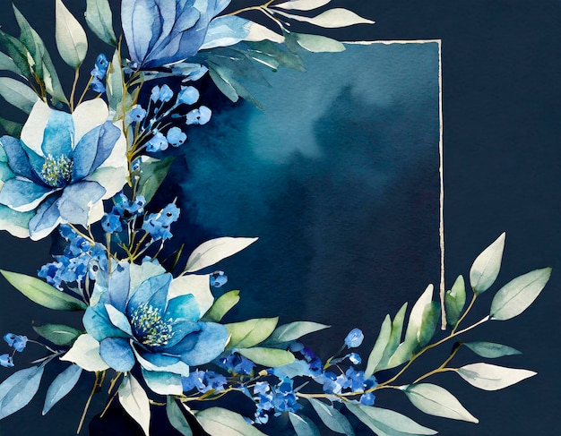 Navy Floral Background Image Wallpaper