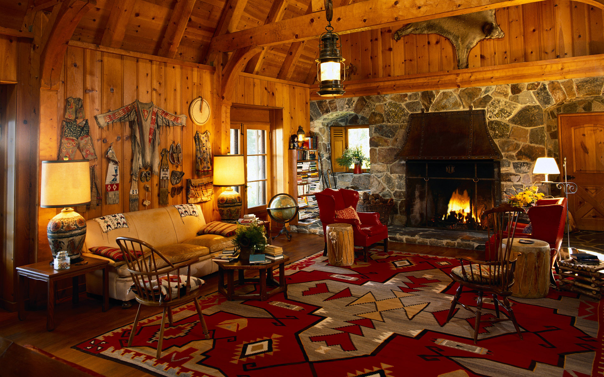 Brilliant Native American Design With Log Cabin Wallpaper X