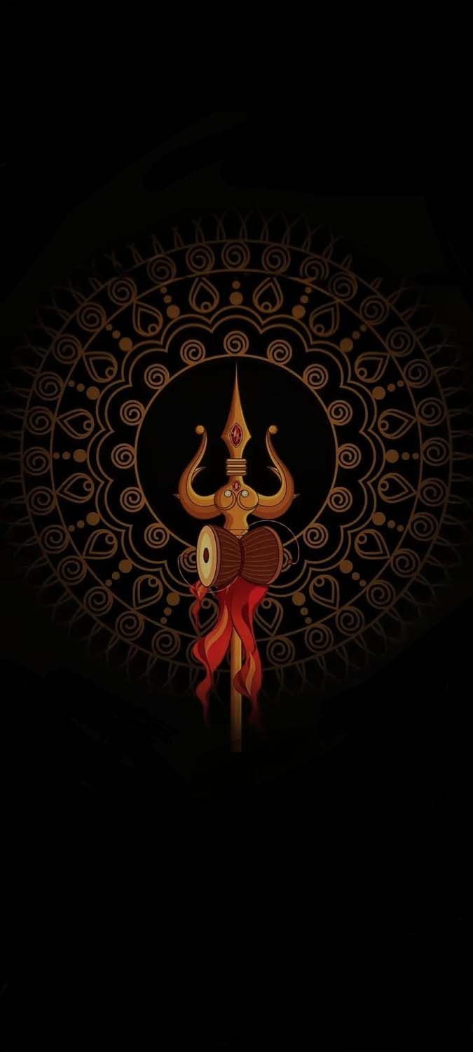 An Artistic Design With Gold And Red Colors On A Black Background It Wallpaper