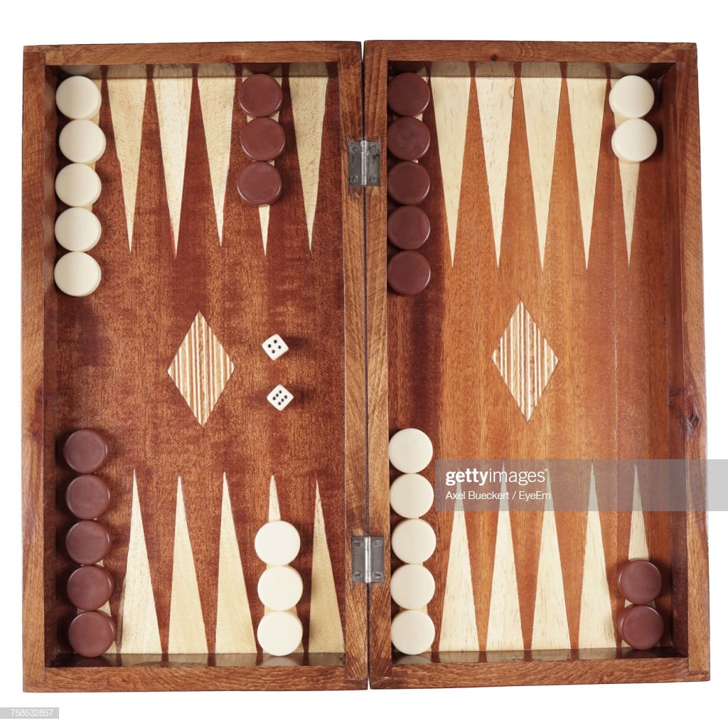 Directly Above Shot Of Backgammon Against White Background Stock