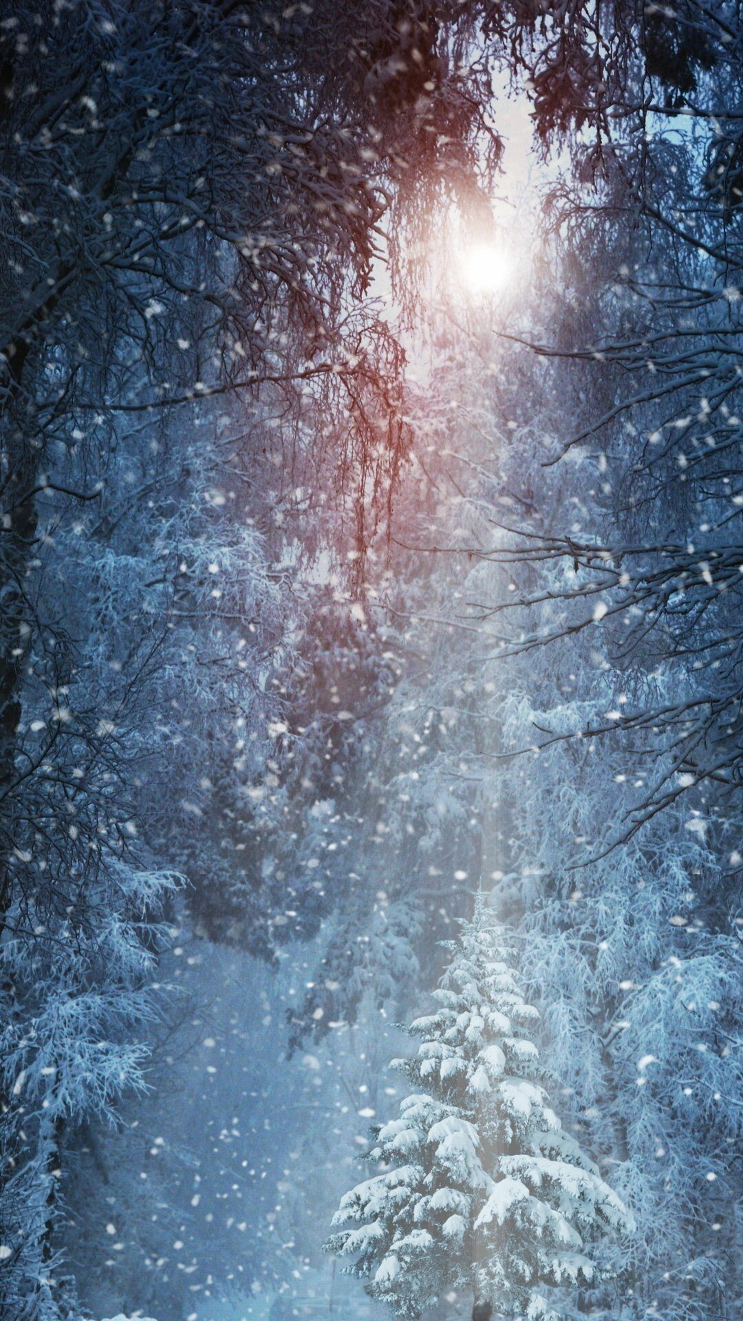 Mobile Full HD Snowfall Background Wallpaper