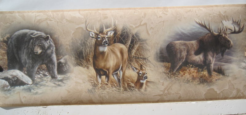 Moose Deer Doe Bear Hunting Wall Border