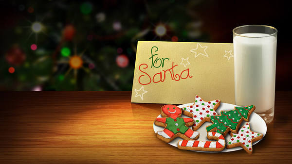 Santa Milk and Cookies Christmas Background