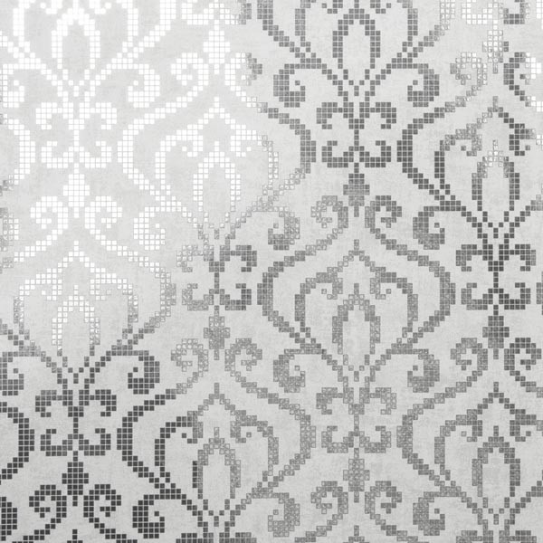 Silver Foil Mini Damask Wallpaper Bolt   Contemporary   Wallpaper