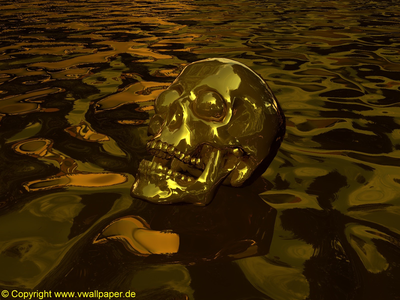 Desktop Wallpaper Goldener Totenkopf Hintergrundbild