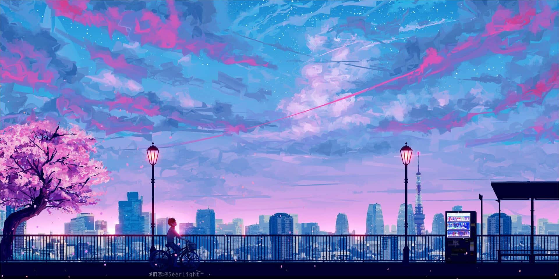 Aesthetic Pink Anime Background Wallpaper