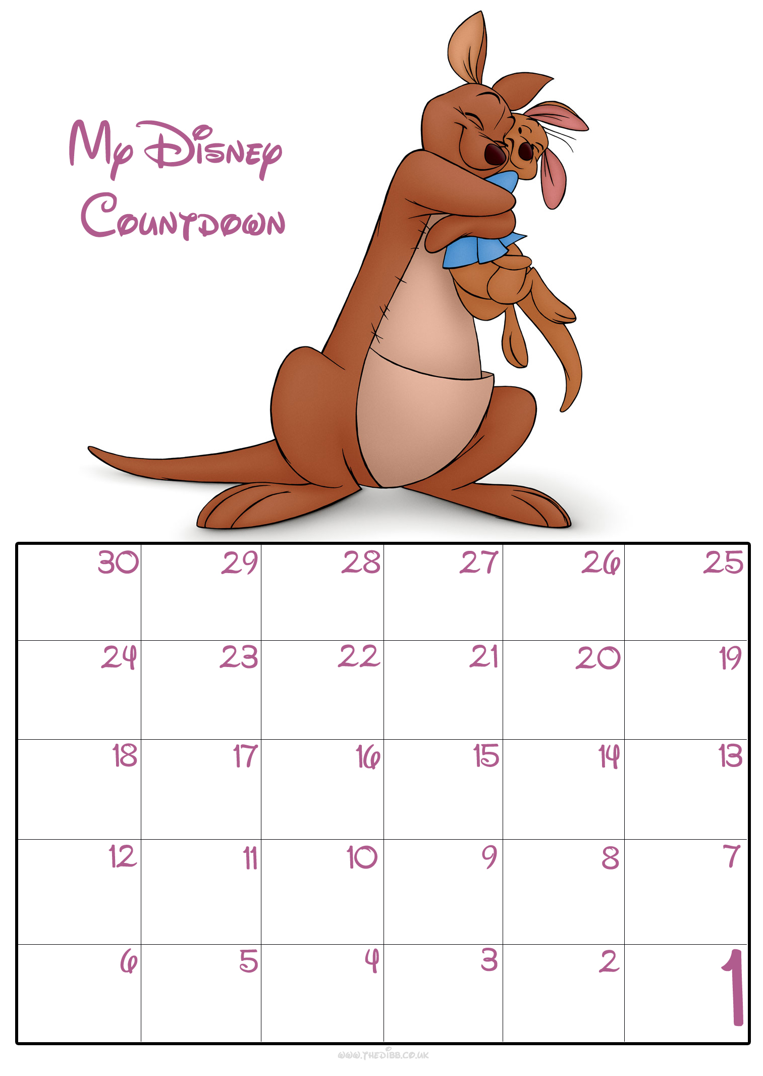 Free Download FREE 30 Day Disney Countdown Calendar Downloads 