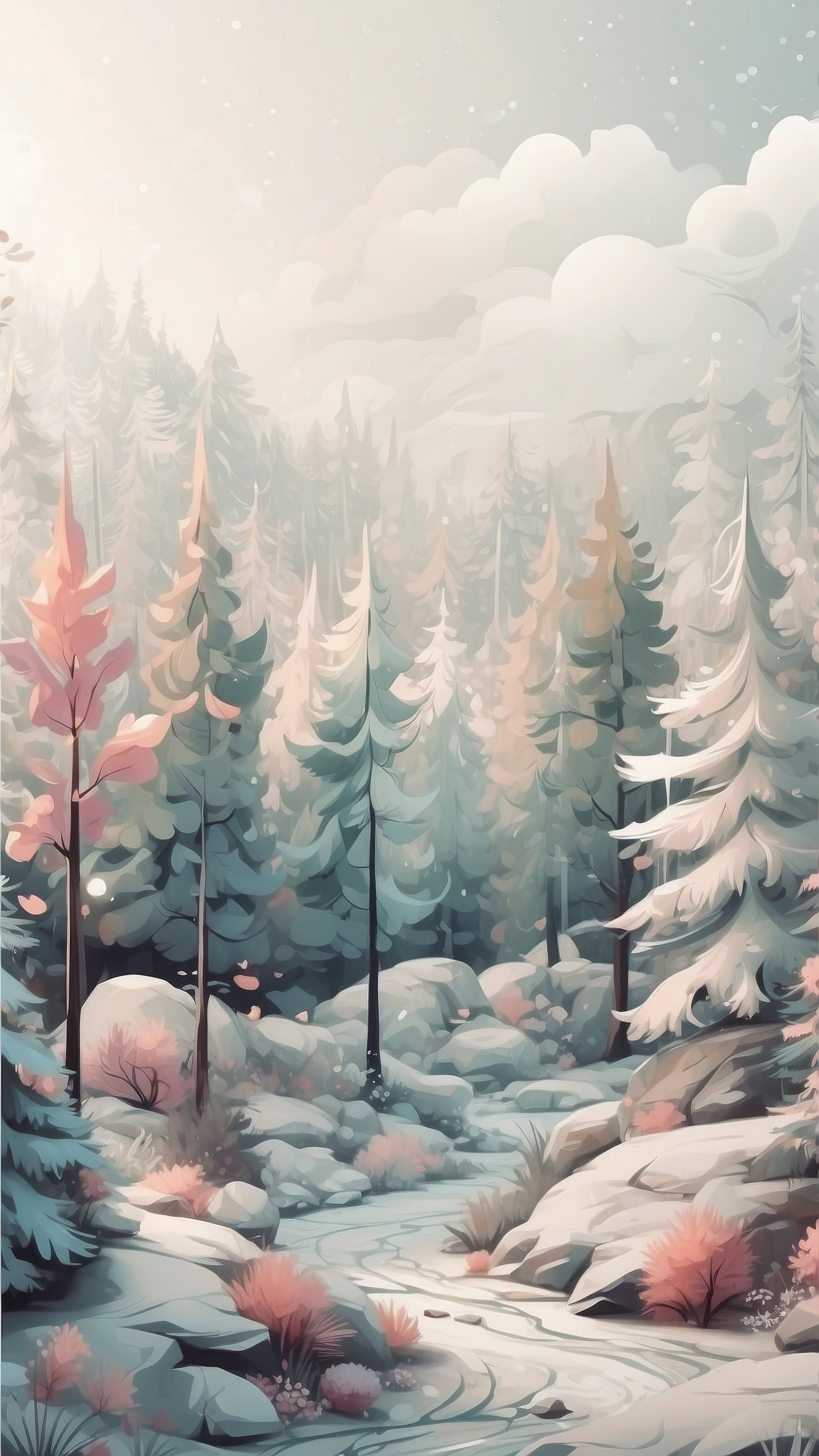Snowy Forest Phone Wallpaper