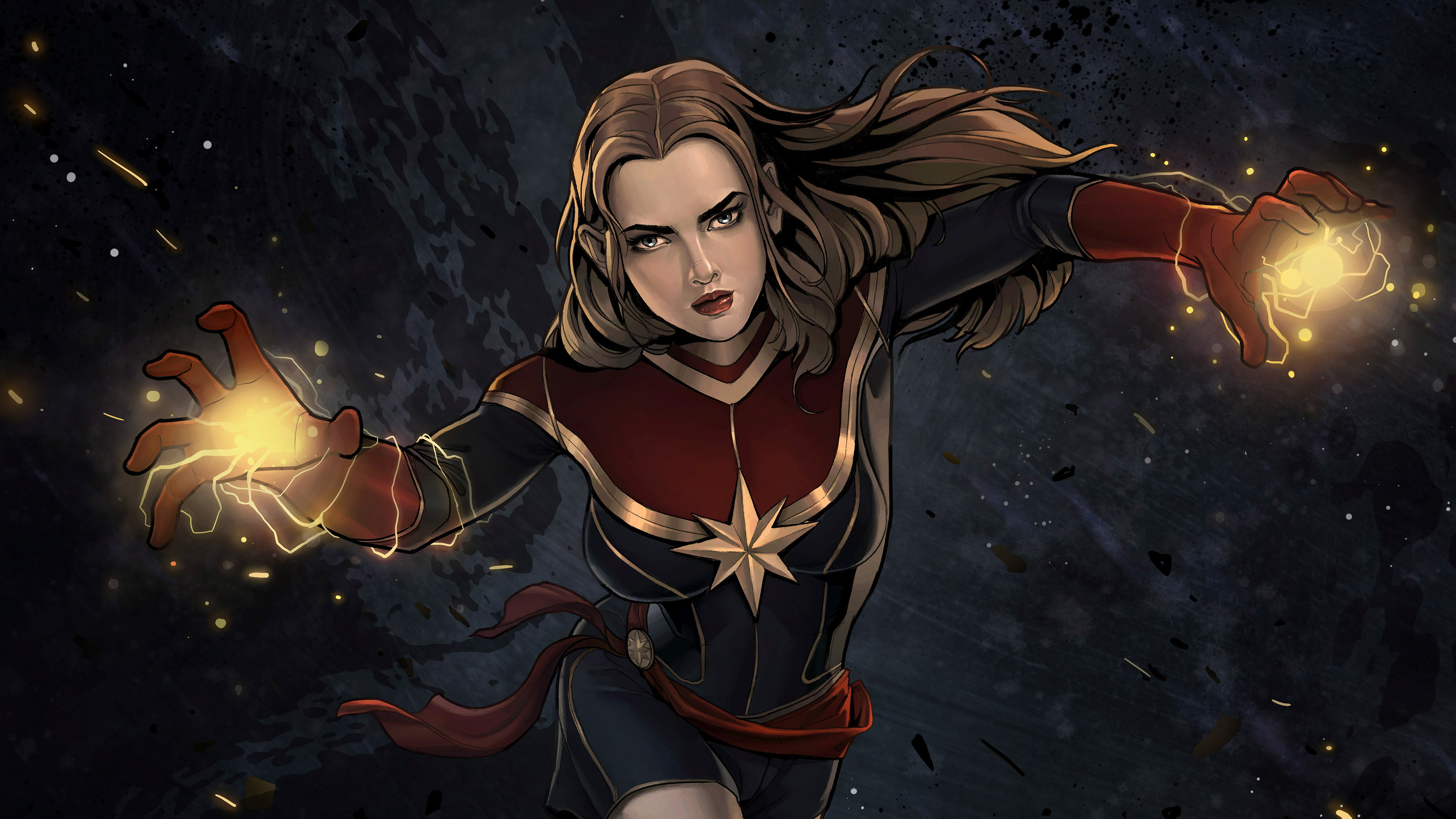 Captain Marvel Comic Artwork 4k Wallpaper HD Superheroes Image