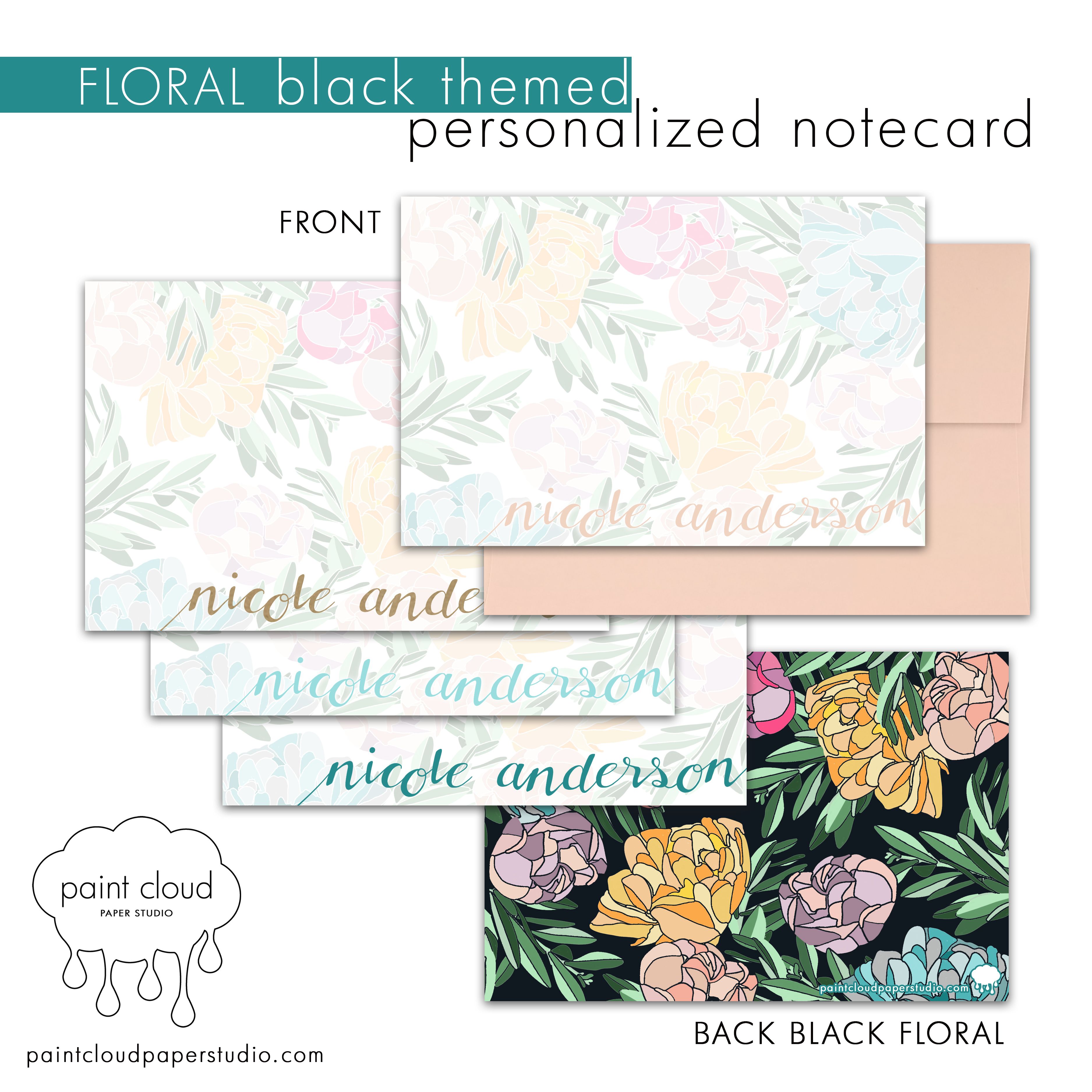 Personalized Floral Multicolored Notecard Envelope Sets With