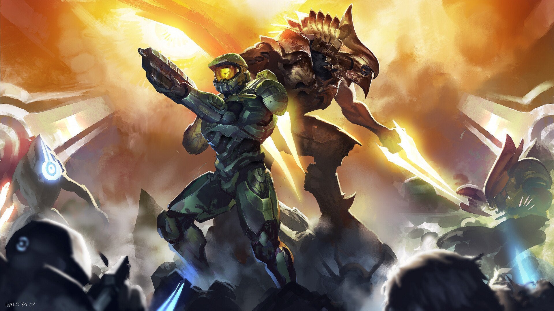 Master Chief And The Arbiter Epic Wallpaper By Chengyong Wang R
