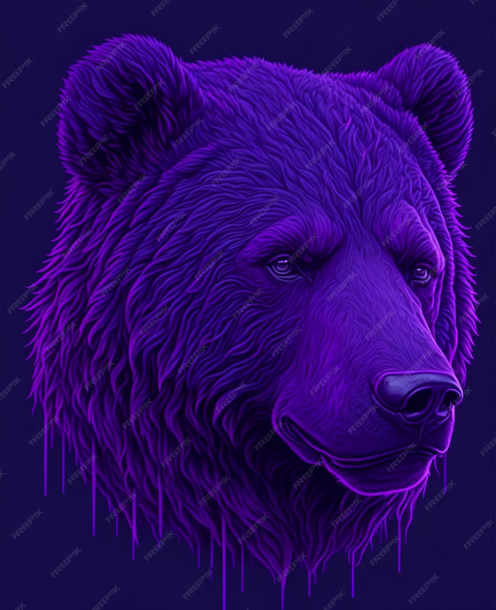 Premium Vector A Purple Bear With Black Face