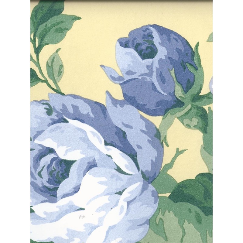 Home Floral Wallpaper Border In Blue Yellow Cr3363 By Imperial