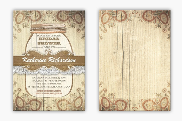 Mason Jar Rustic Bridal Shower Invitations