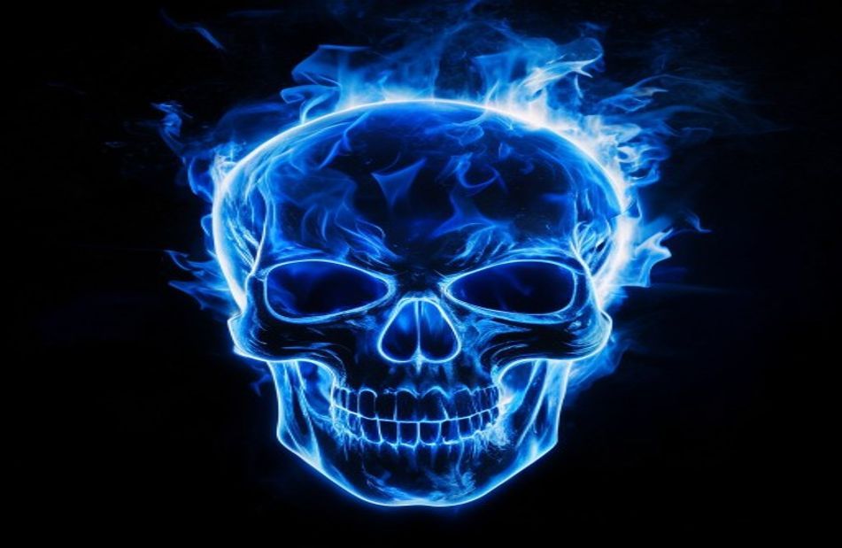 Blue Fire Skull Wallpaper