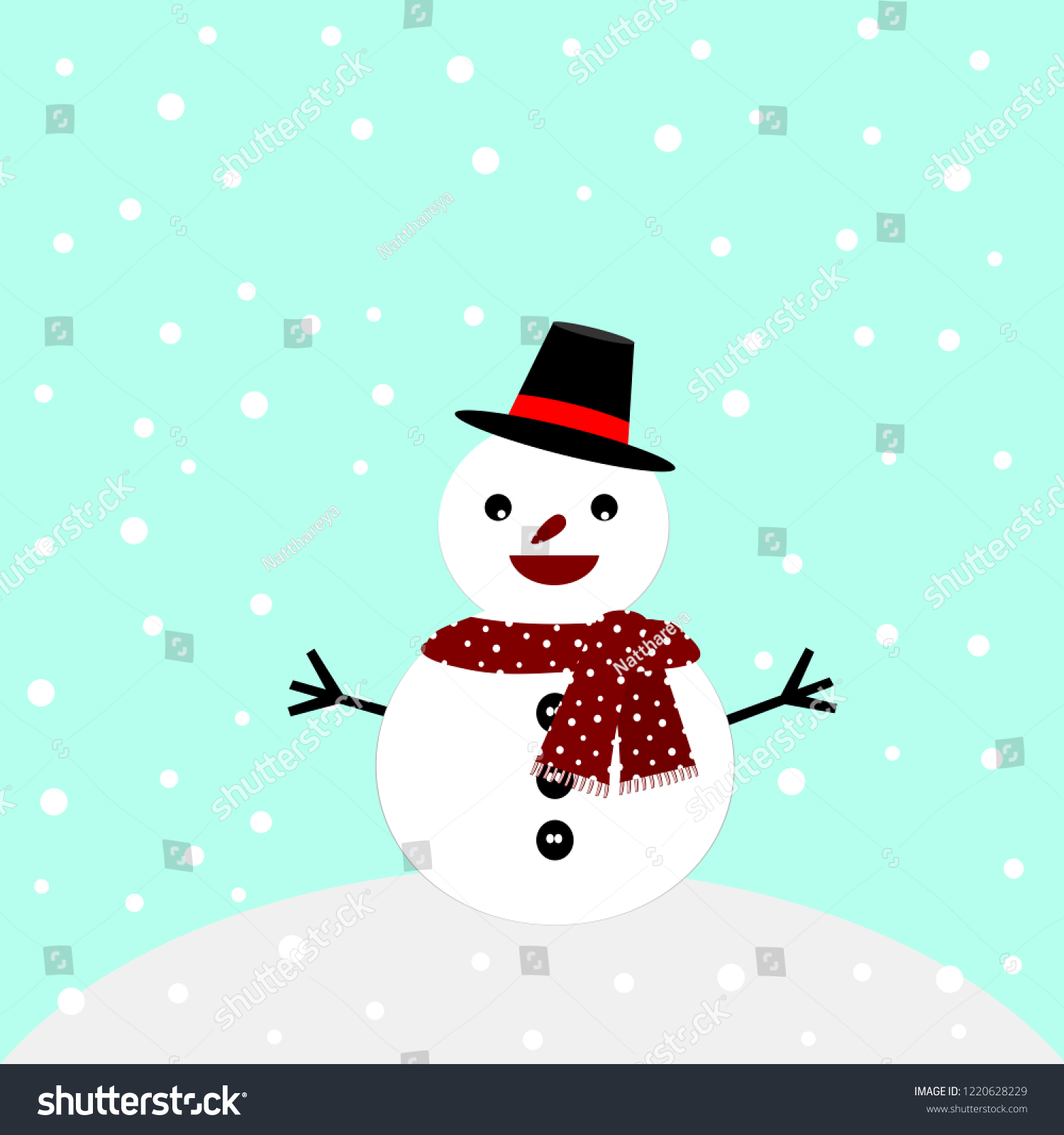Christmas Greeting Card Cute Snowman Snow Stock Vector Royalty