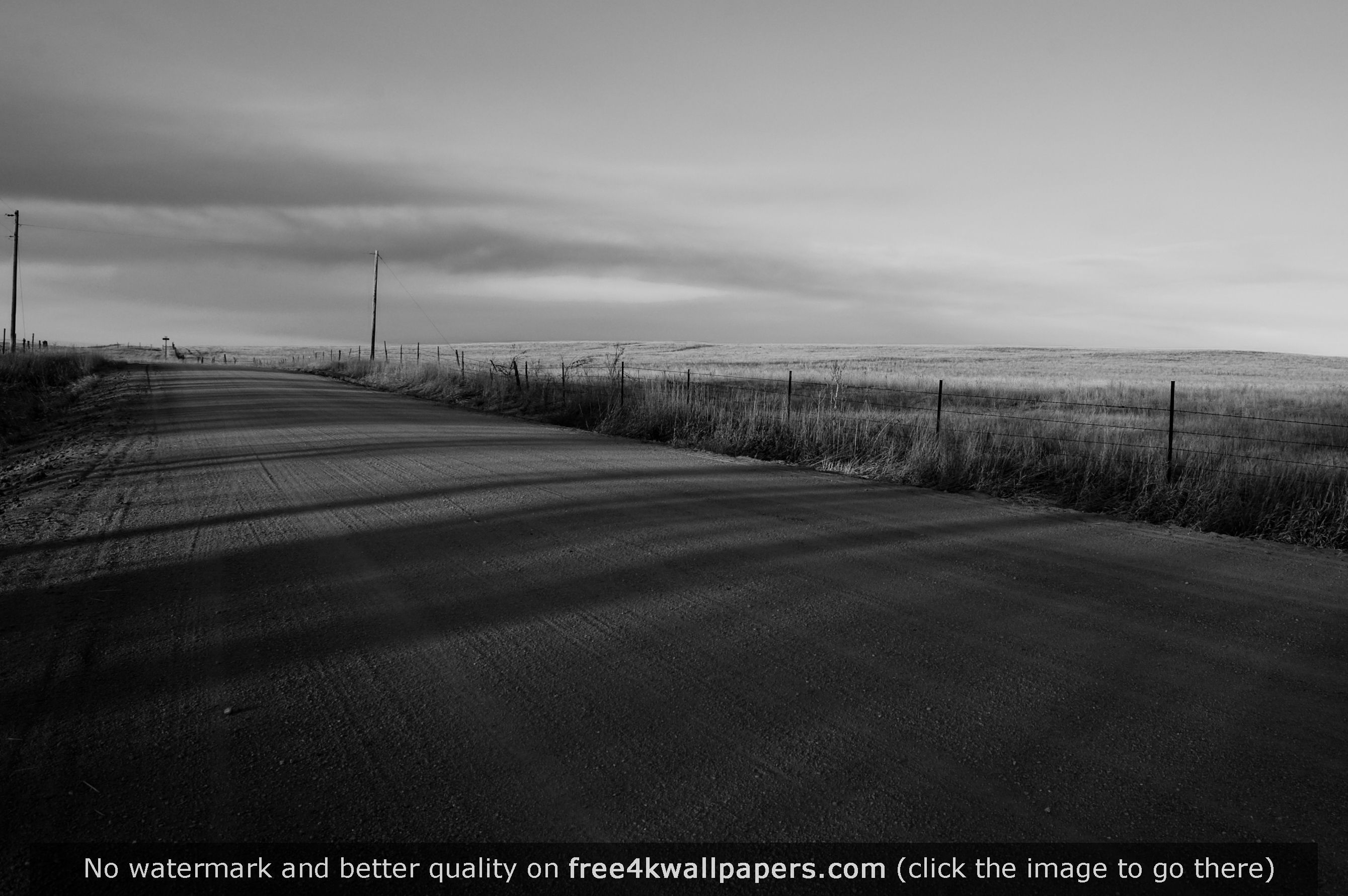 Black And White Country Roads Shadows Wallpaper