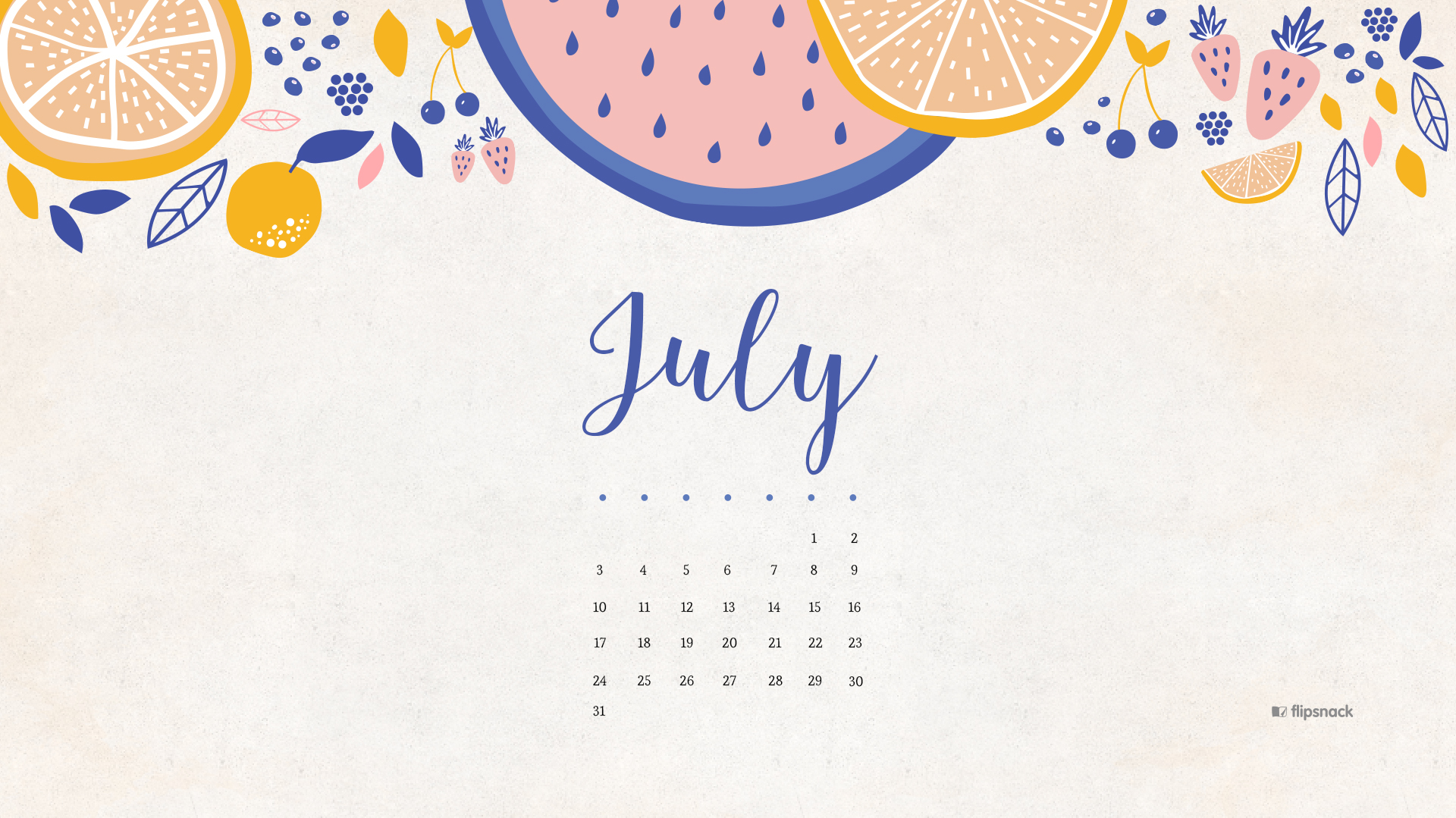 July 2016 calendar wallpaper   desktop background 1920x1079