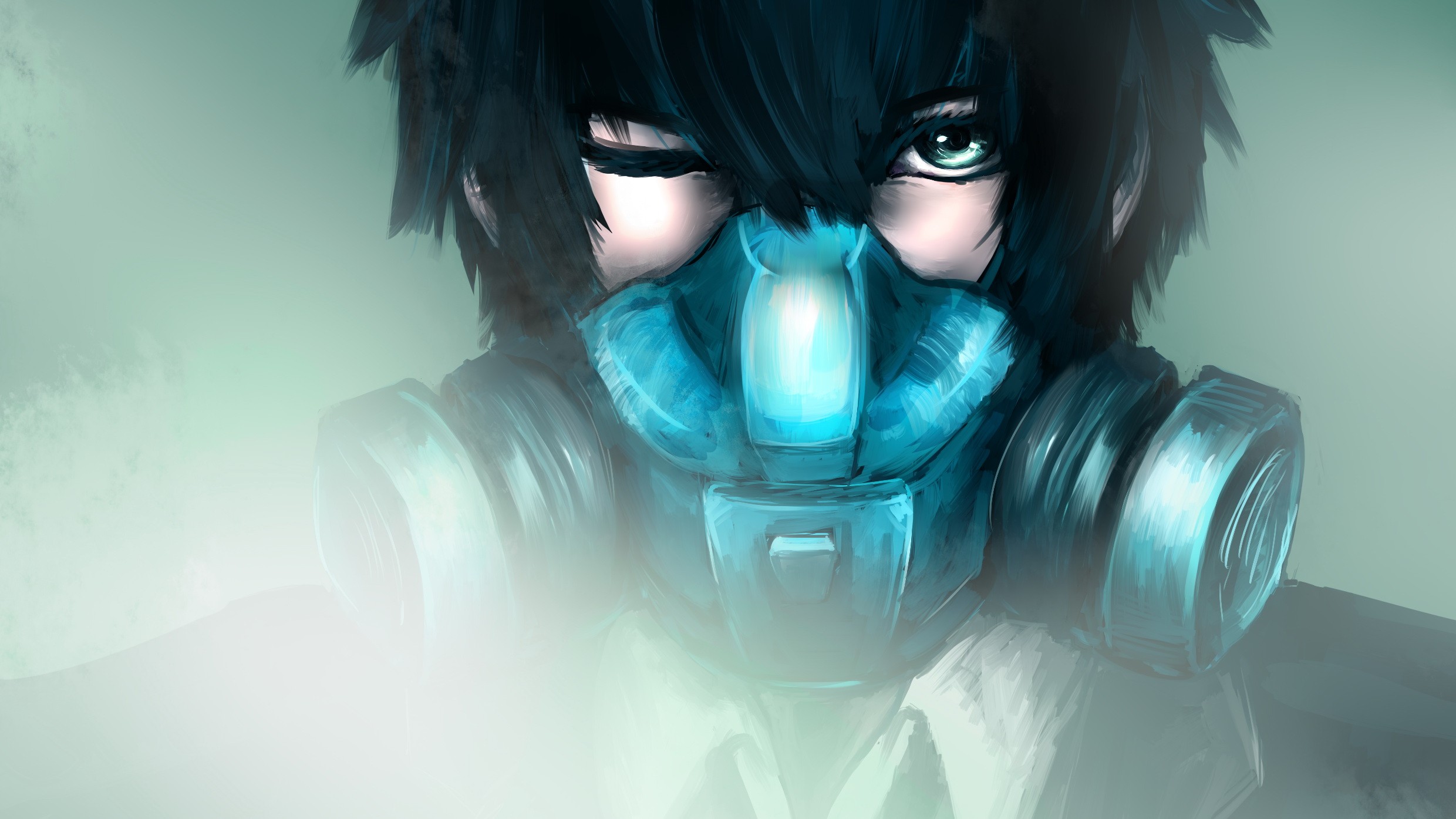 Shinya Kogami Wearing Gas Mask HD Wallpaper Background Image