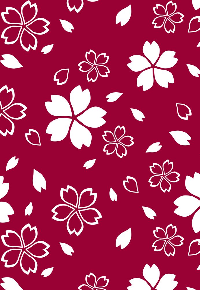 Japanese Red Sakura Pattern Art Print By Natalia Linnik X Small
