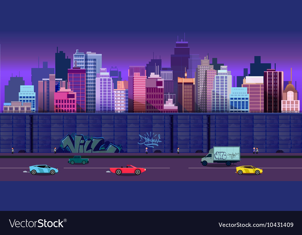 City Game Background 2d Application Design Vector Image