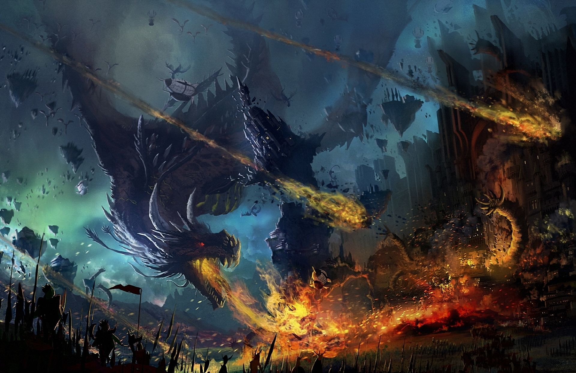 Dragon Battle Wallpaper Top Background
