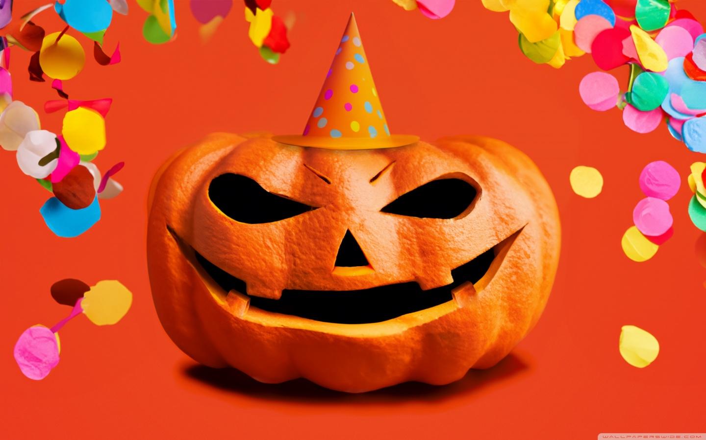 Halloween Party Jack O Lantern Colorful Confetti Ultra HD