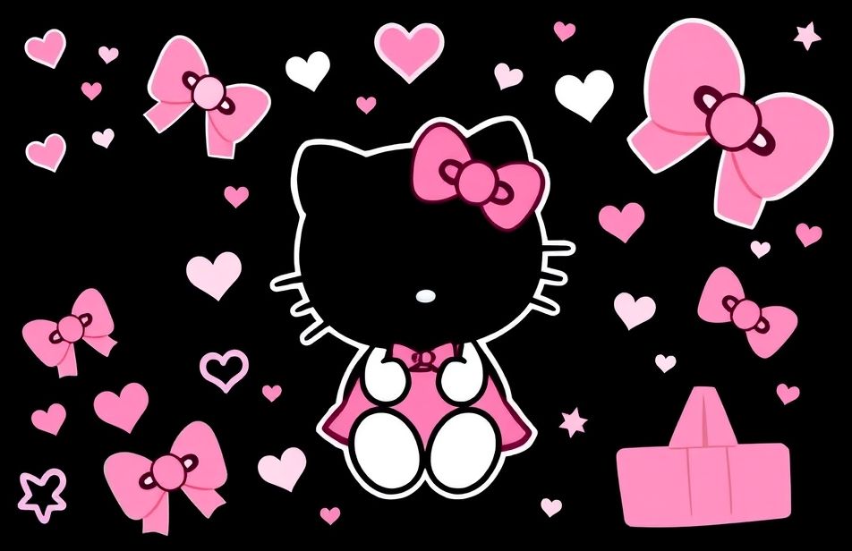 Hello Kitty Black And Pink Wallpaper