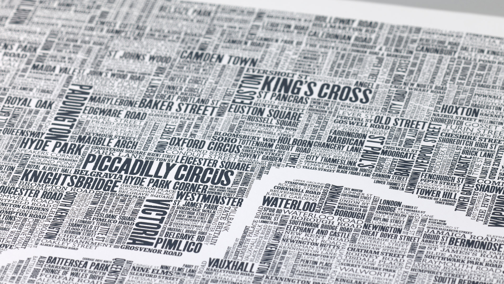 Large Format London Type Map Limited Edition Bold Noble