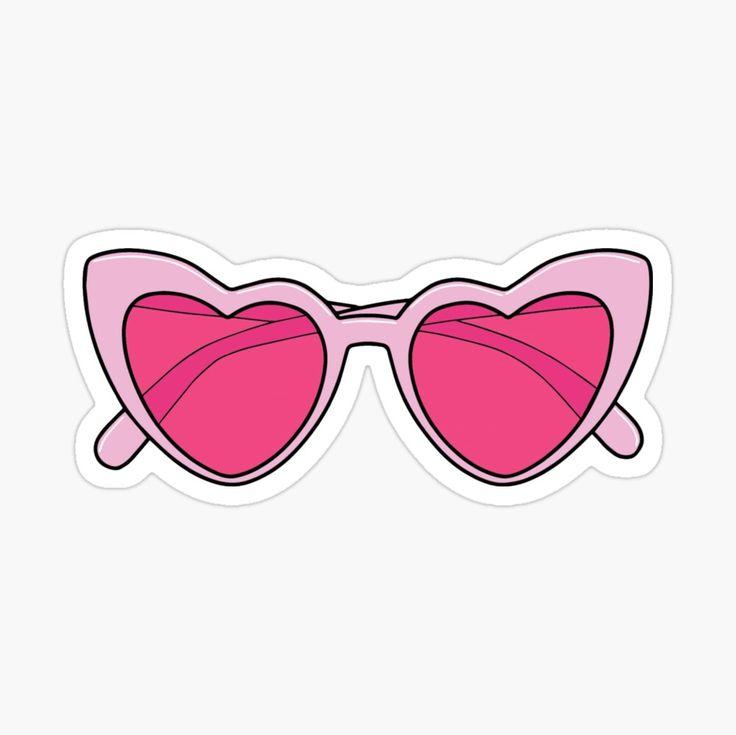 Pink Heart Sunglasses Sticker For Sale By Deathtoprint