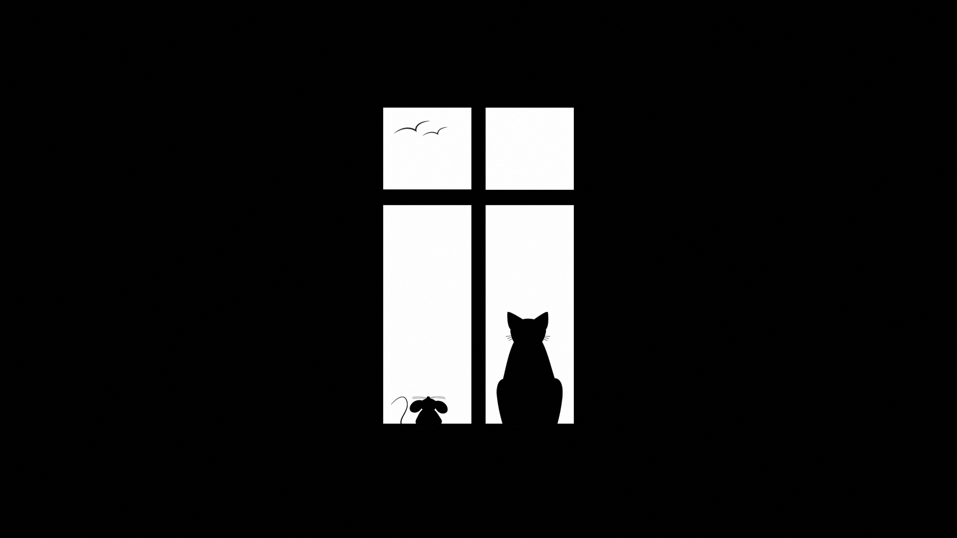 Download 3840x2160 Cat Picture Window Silhouette Wallpaper