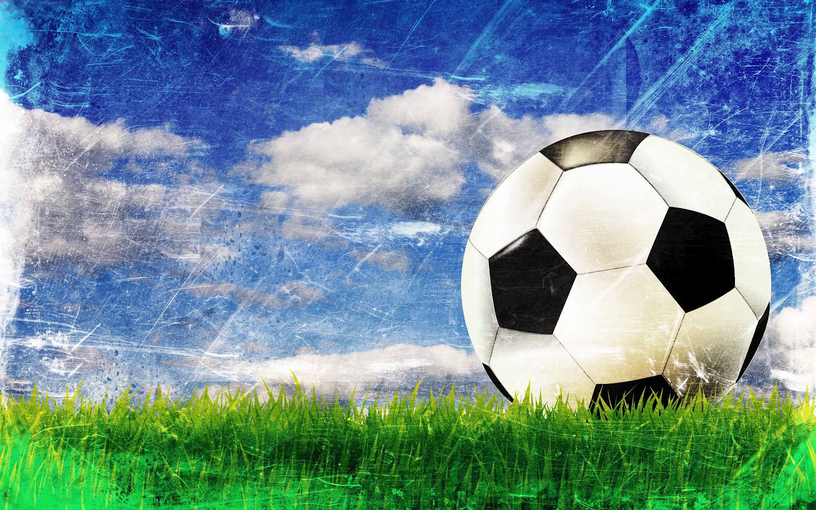 Blue Green Desktop HD Wallpaper With A Football On The Grass