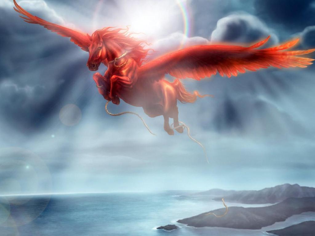 Red Pegasus Fantasy Wallpaper