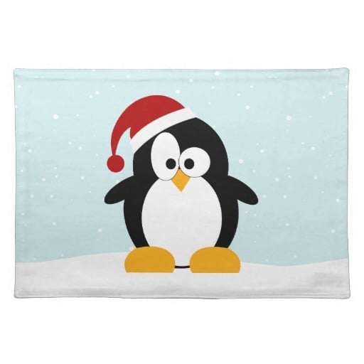 Cute Christmas Penguin Placemat Zazzle