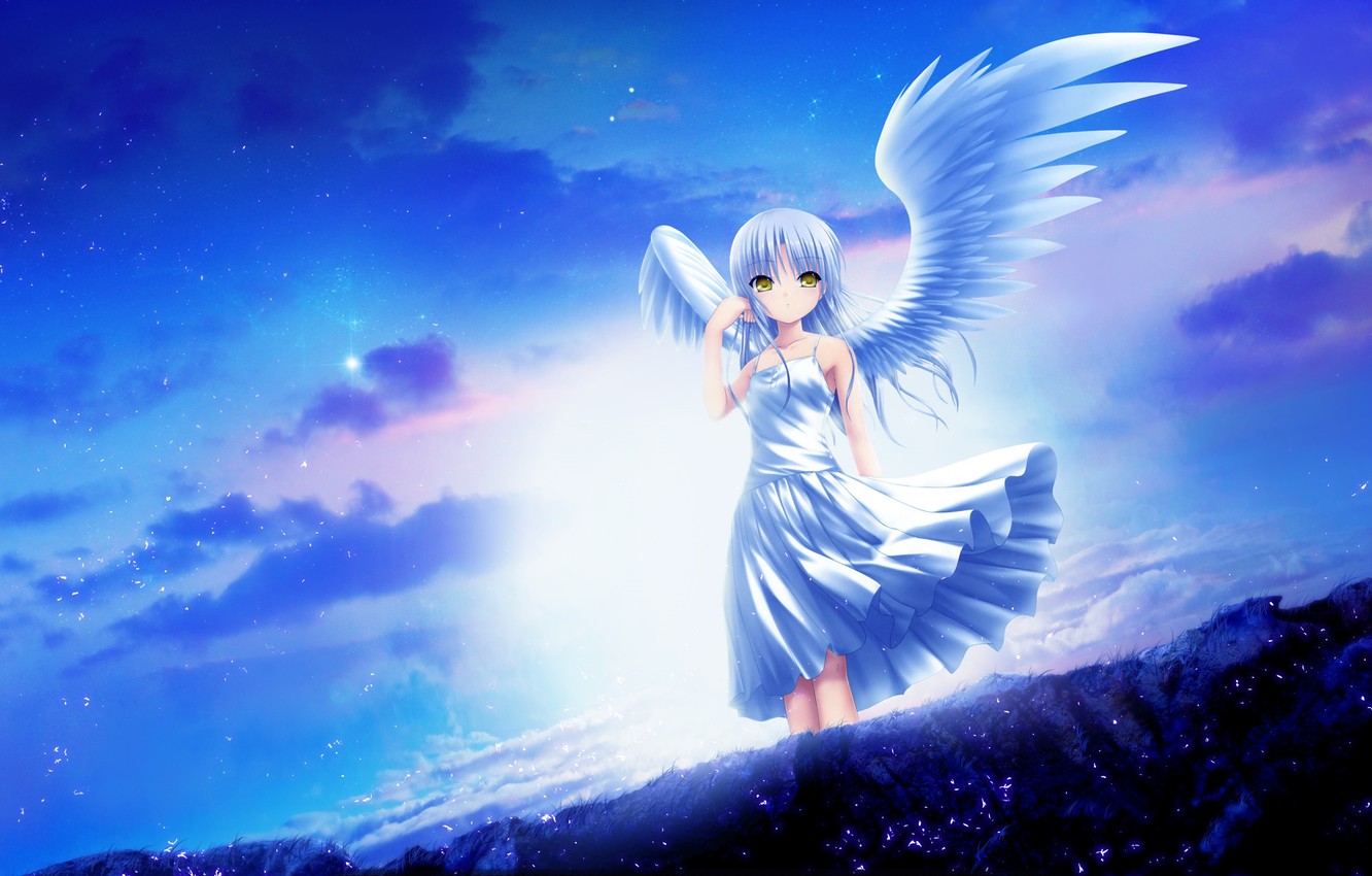 Wallpaper The Sky Girl Wings Angel Kanade Tachibana