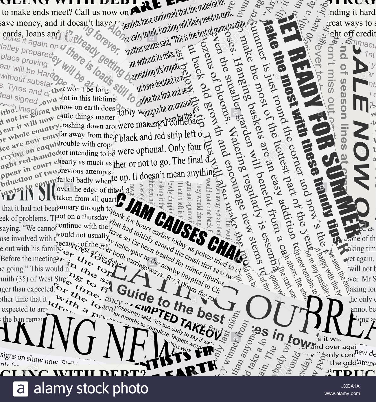 Black And White Repeating Torn Newspaper Background Stock Vector
