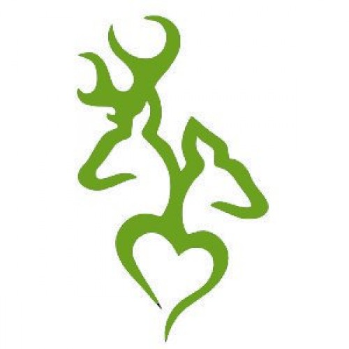 Browning Deer Head Heart Logo Style Decal Will E In Lime Green