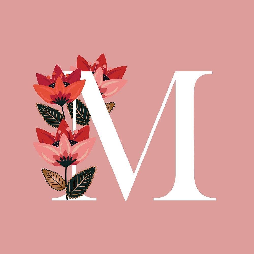 Venice Floral Monogram M By Werlangpaper