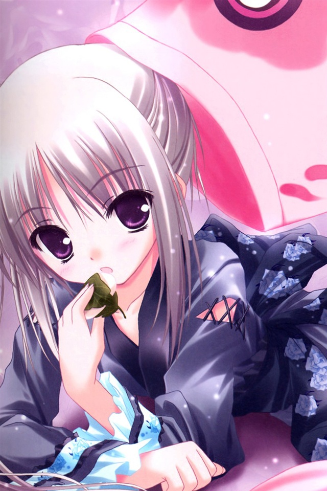Free Download Anime Girl Eating Iphone Wallpaper 640x960 Iphone 4