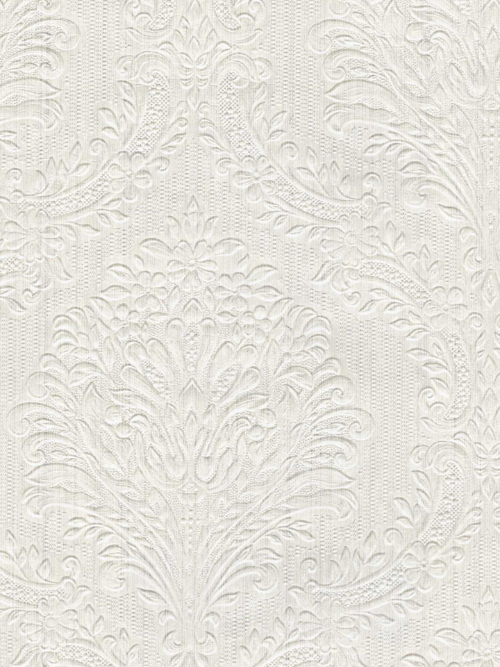 Light Grey Embossed Classical Damask Wallpaper Traditional