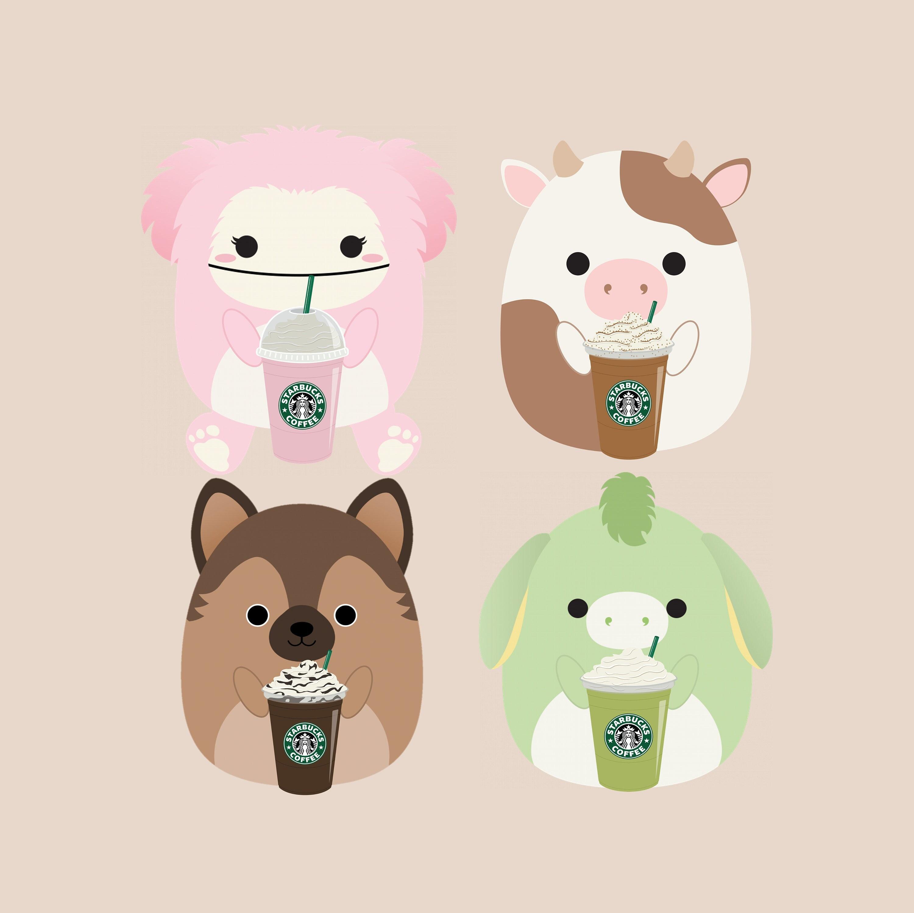 Customizable Squishmallow Holding a Starbucks Drink PNG   Etsy