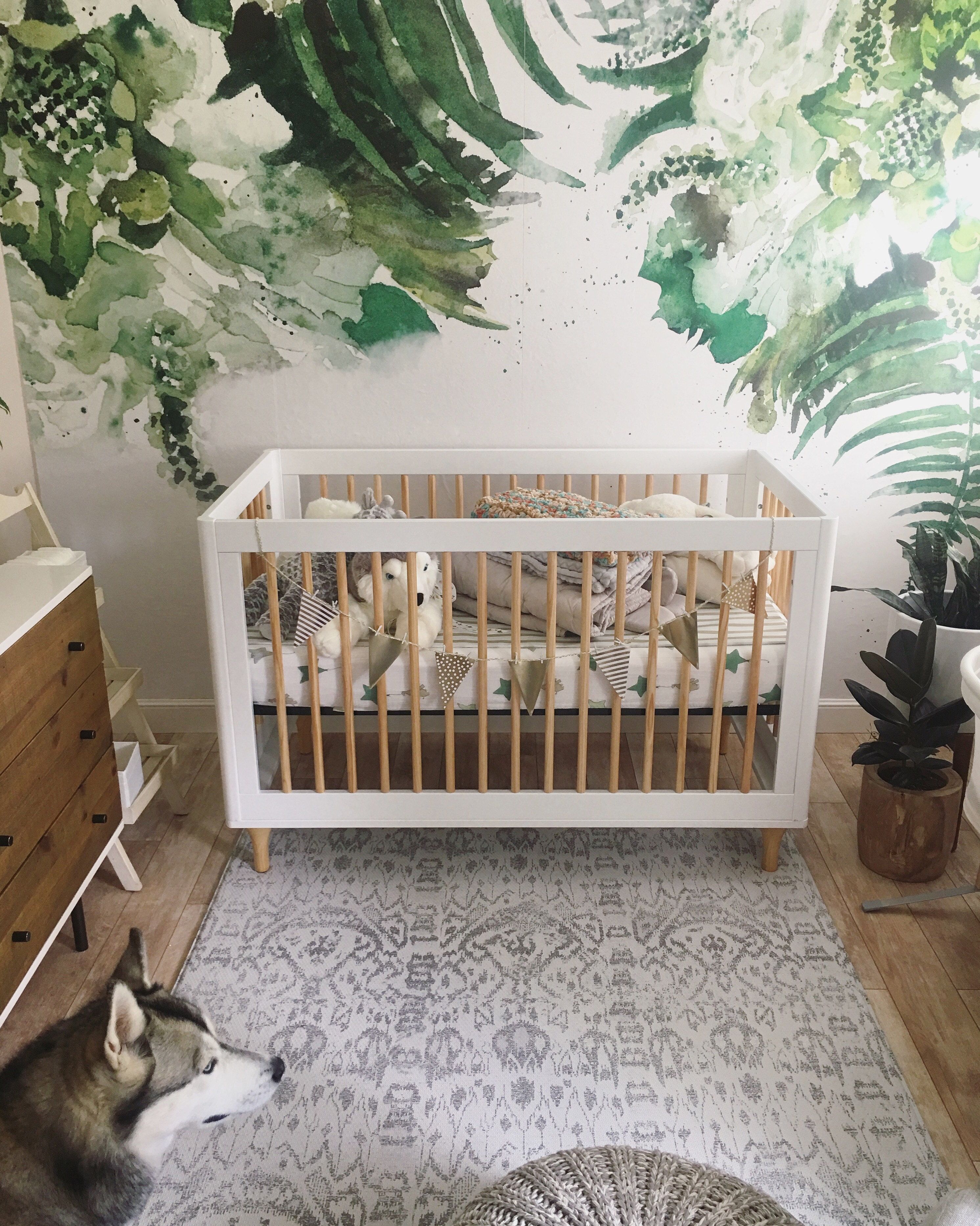 Tropical Green Leaf Removable Wallpaper Nursery Kids Room