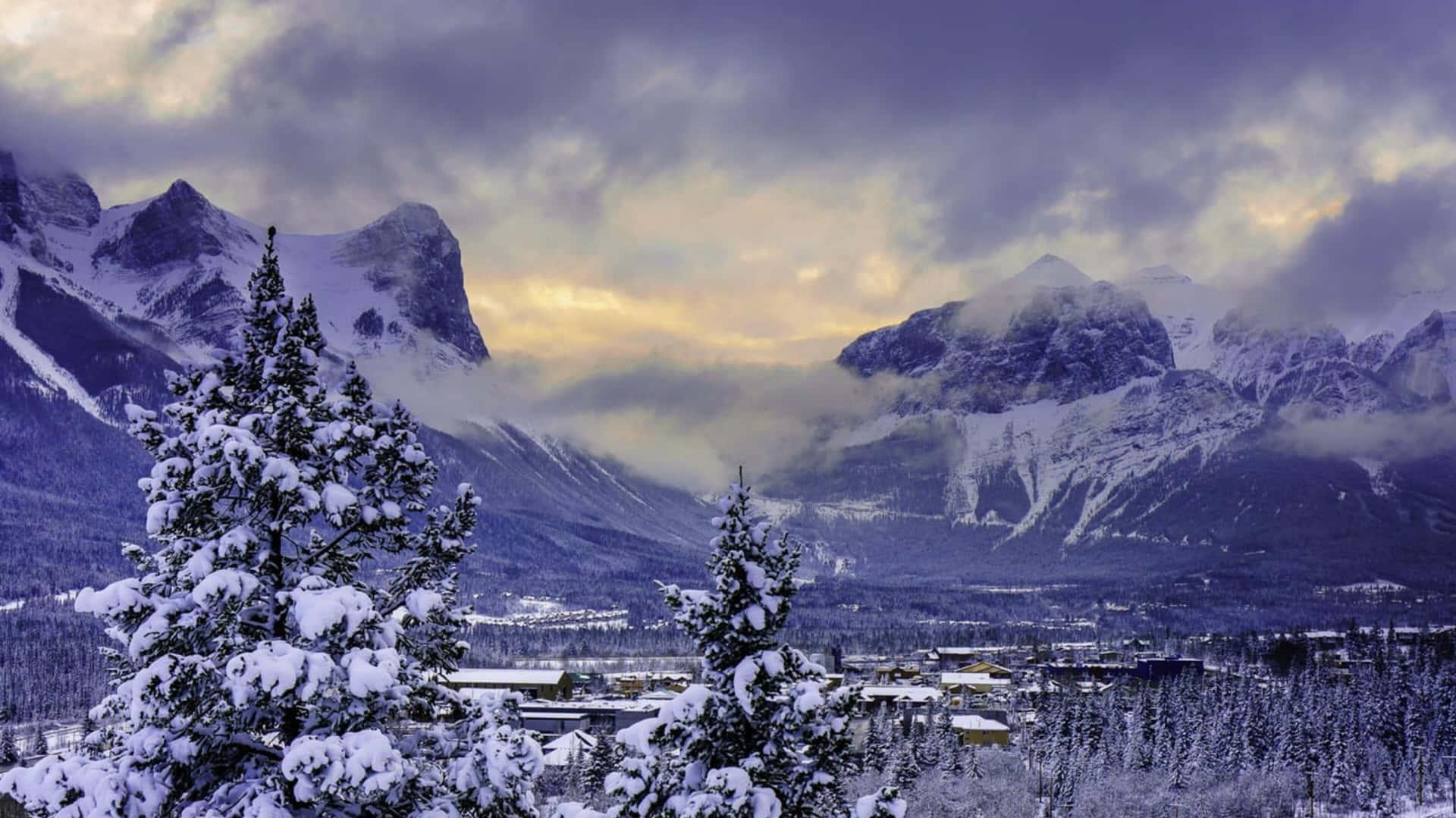 Banff National Park In 4k Winter Background Wallpaper