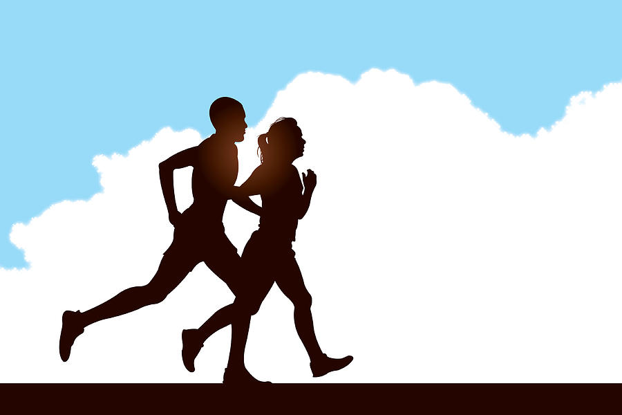 Interracial Couple Jogging Background By Keithbishop