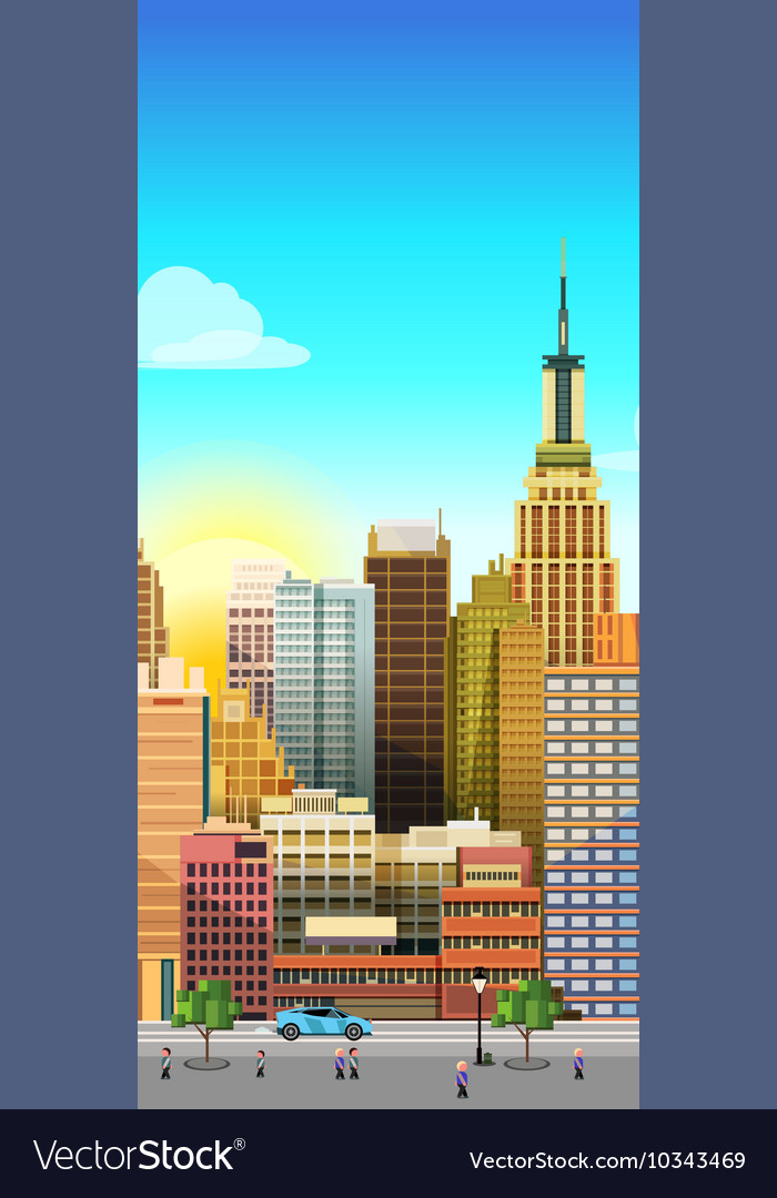 Vertical City Background Royalty Free Vector Image