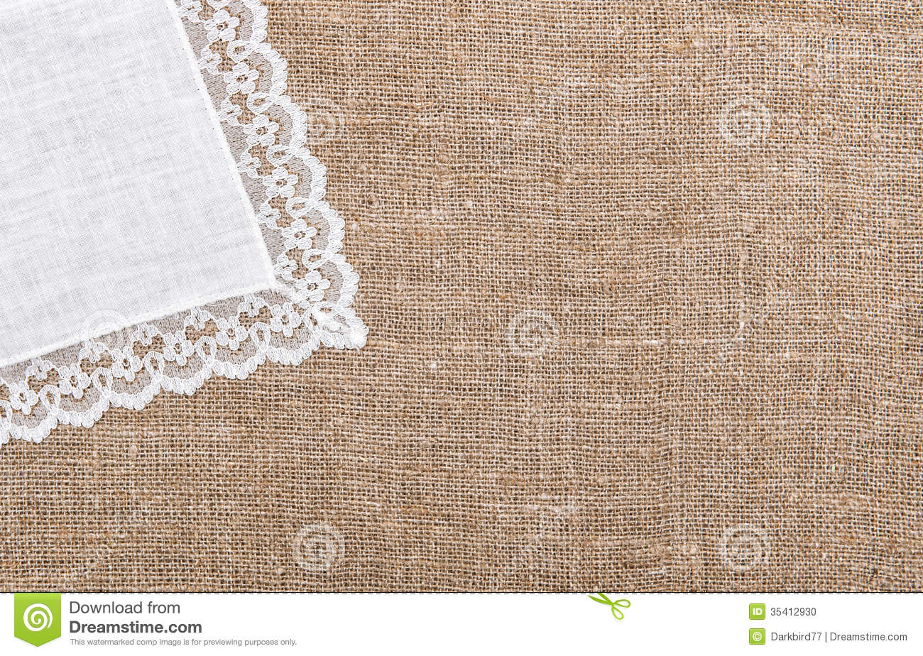 Burlap And Lace Background With Linen
